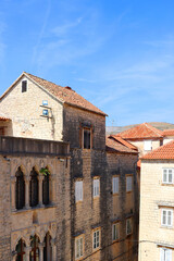 Traditional Mediterranean architectural details in Trogir, Croatia.