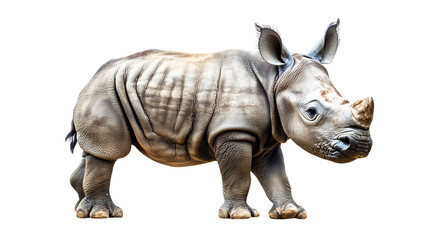 Obraz premium Adorable Baby Rhinoceros Isolated on Transparent Background - Professional Wildlife Photography