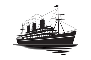 Old Steamship Silhouette – Nautical Vector Artwork