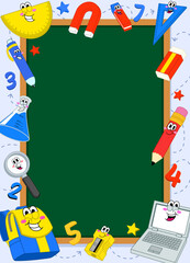 Naklejka premium Back to School Concept Design with Chalkboard Cartoon