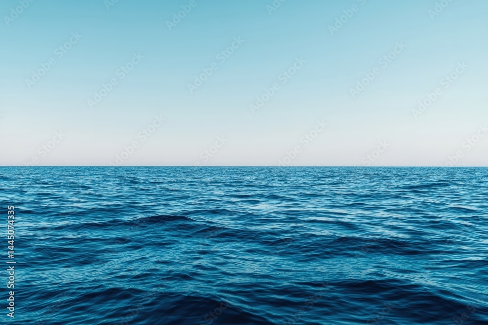 Poster deep blue ocean blending seamlessly into soft hazy horizon