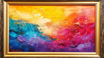 A vibrant explosion of colors blends seamlessly in a captivating artwork