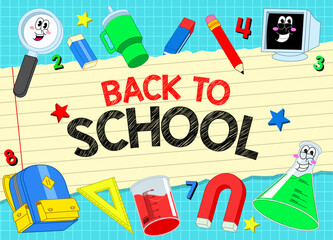 Back to School Design with Fun Cartoon Style