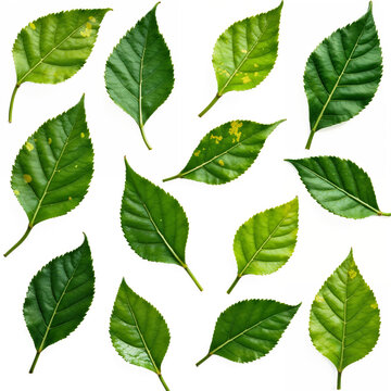 A set of leaves in rich shades of yellow and green, displaying varied shapes and smooth textures for a natural yet artistic aesthetic.