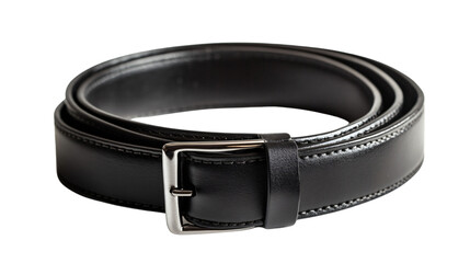 Elegant Black Leather Belt on Transparent Background for Fashion Accessories Catalog