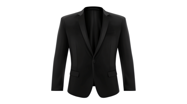 Elegant Black Suit Jacket with Transparent Background for Professional Identification