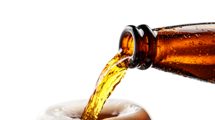 Professional Bottle Beer Pouring on Transparent Background for Ads and Promotions