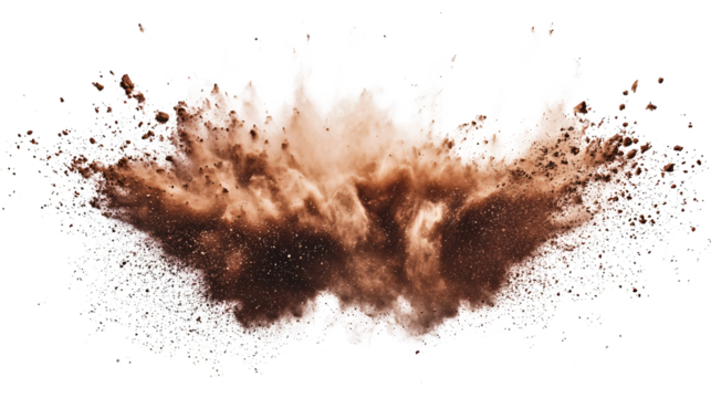 Vibrant Brown Dust Explosions Isolated on Transparent Background for Creative Design Projects