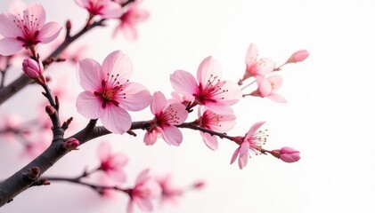 Fototapeta premium Intricate sakura branch pattern, white background, fine detail, elegant, subtle, illustration