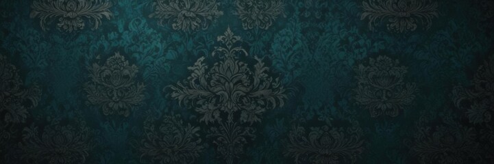 Deep teal damask wallpaper, lush velvet effect , decor, fabric, wallpaper