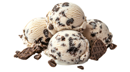 Delicious Cookies and Cream Ice Cream Isolated on Transparent Background for Creative Projects