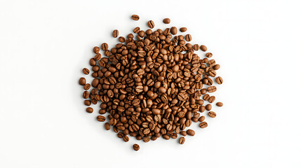 Aromatic Pile Roasted Coffee Beans Isolated on White Background for Cafes, Recipes, and Product Mockups