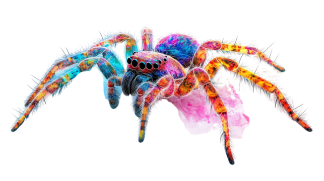 Detailed Spider Illustration on Transparent Background for Design Projects