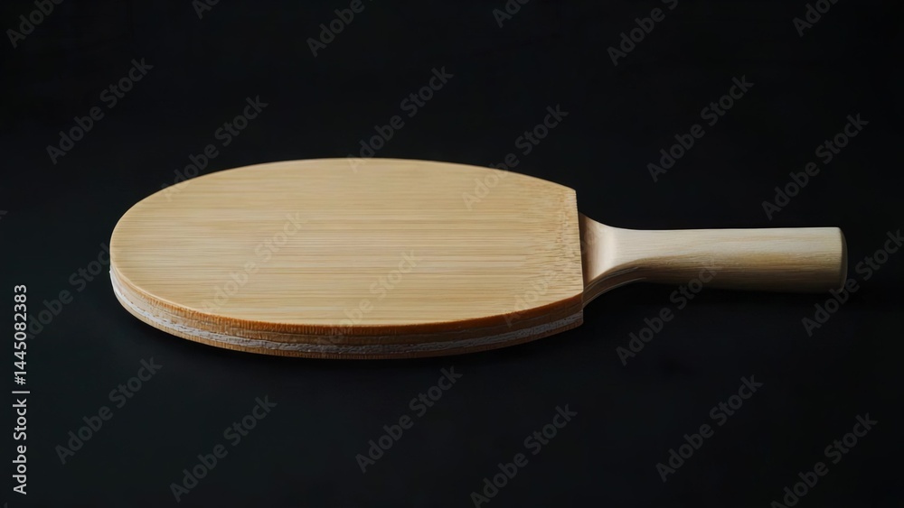 Poster a ping pong paddle lying on a black surface, ready for play or storage