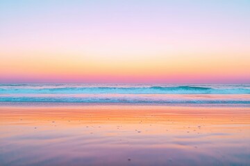 Fototapeta premium Gentle ocean waves lapping onto the shore during a serene sunset casting soft colors and peaceful reflections