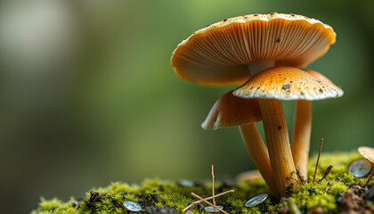 Fototapeta premium macro Sajor-caju Mushroom plants. Using idea design texture pattern concept natural or wallpaper, beautiful in nature, abstract nature background, graphic novel art. with white shades