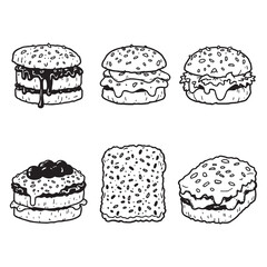 Simple Line Art of Delicious Meatloaf on Plate