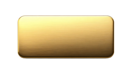Luxurious Golden Rectangular Plaque on Transparent Background for Awards and Recognition