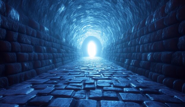 Dark tunnel with light at the end