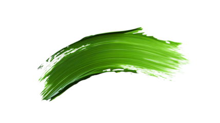 Vibrant Green Paint Brush Stroke on Transparent Background for Designers and Artists