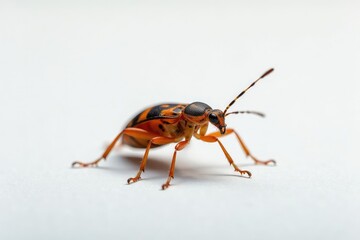 Close-up of a single bug on a stark white background, entomology, one, single