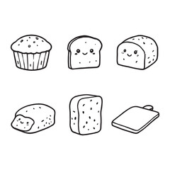 Simple Line Art of Freshly Baked Cornbread