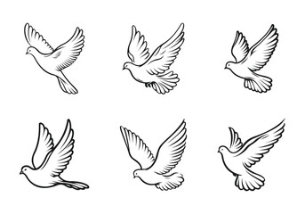 Peace Dove Silhouettes Vector Illustration. vector, fly, freedom, hope, wings, animal