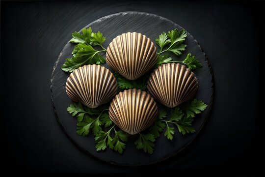 Elegant Display of Shell Clams with Fresh Parsley for Seafood Lovers and Cooking Recipes
