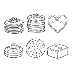 Simple Line Art Pancakes with Syrup and Butter