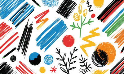 Modern vector illustration of abstract hand-drawn scribbles brush strokes, easily editable.
