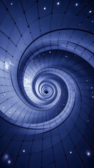 Naklejka premium Swirling vortex of light in a futuristic architectural tunnel creating a mesmerizing visual experience at night