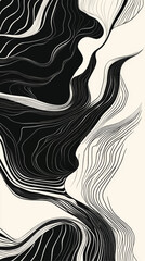 Creative concept posters covers with modern abstract shapes waves hand drawn lines, background black and white vector	