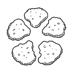 Simple Line Drawing of Crispy Chicken Fried Steak Dish