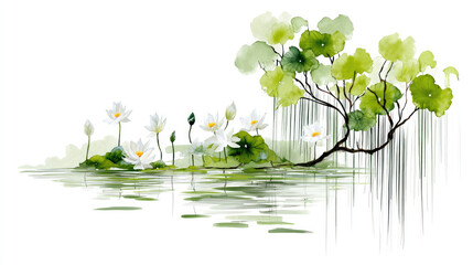 Serene watercolor nature scene