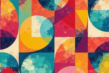 Fototapeta premium Abstract geometric shapes, modern minimalist style, colorful repeat , clean, vector, style