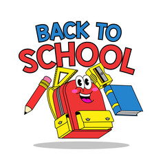 Retro Cartoon Character of Backpack Mascot