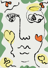 line art face drawing abstract 