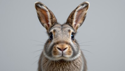 Obraz premium Curious rabbit portrait studio setting animal photography neutral background close-up wildlife concept