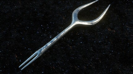 Silver Fork on Dark Surface