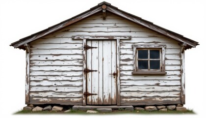 Restoration work on an old wooden cabin rural area image natural environment front view heritage concept