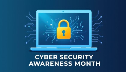 Cyber security awareness month enhancing digital safety online graphic modern informative