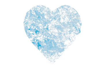 Light blue heart placed on transparent background, watercolor.