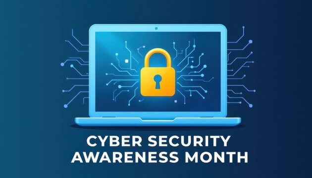 Cyber security awareness month enhancing digital safety online graphic modern informative