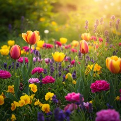 Wildflowers in the Field – Close-Up of Roses and Vibrant Natural Blooms