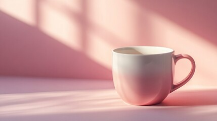 Fototapeta premium Pink and White Ombre Mug on Pastel Background