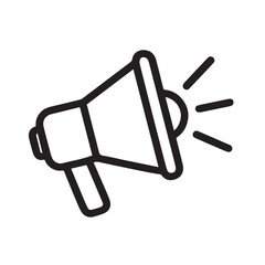 Megaphone Icon: A clear, graphic illustration of a classic megaphone, radiating sound waves to symbolize announcement, promotion, or a call to action.
