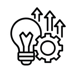 Illumination of Ideas: A conceptual design illuminates innovative thinking, merging a lightbulb and gear with upward-pointing arrows to symbolize growth and progress.