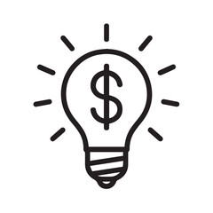 Financial Brilliance: An iconic graphic illustration of an illuminated lightbulb, cleverly incorporating the dollar symbol, radiates ideas, innovation, and financial acumen.