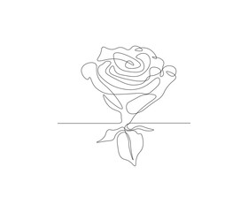 One continuous line drawing of a spring of roses. single line of rose template illustration. editable stroke