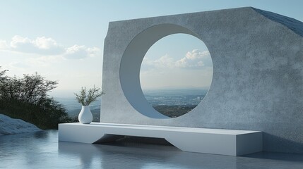 Minimalist Structure Overlooks Scenic City View